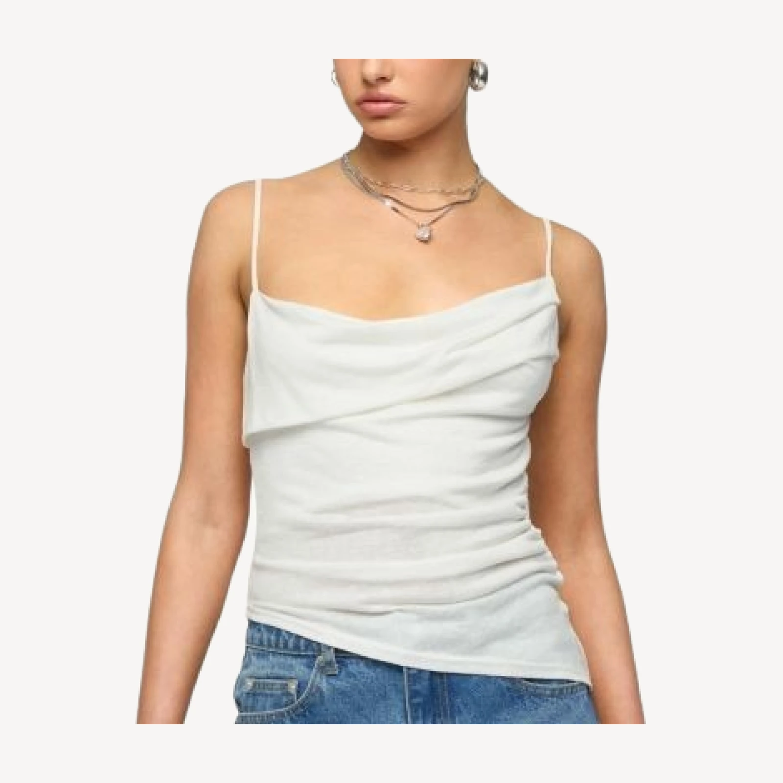 Edikted Asymmetric Cowl Neck Tank Top