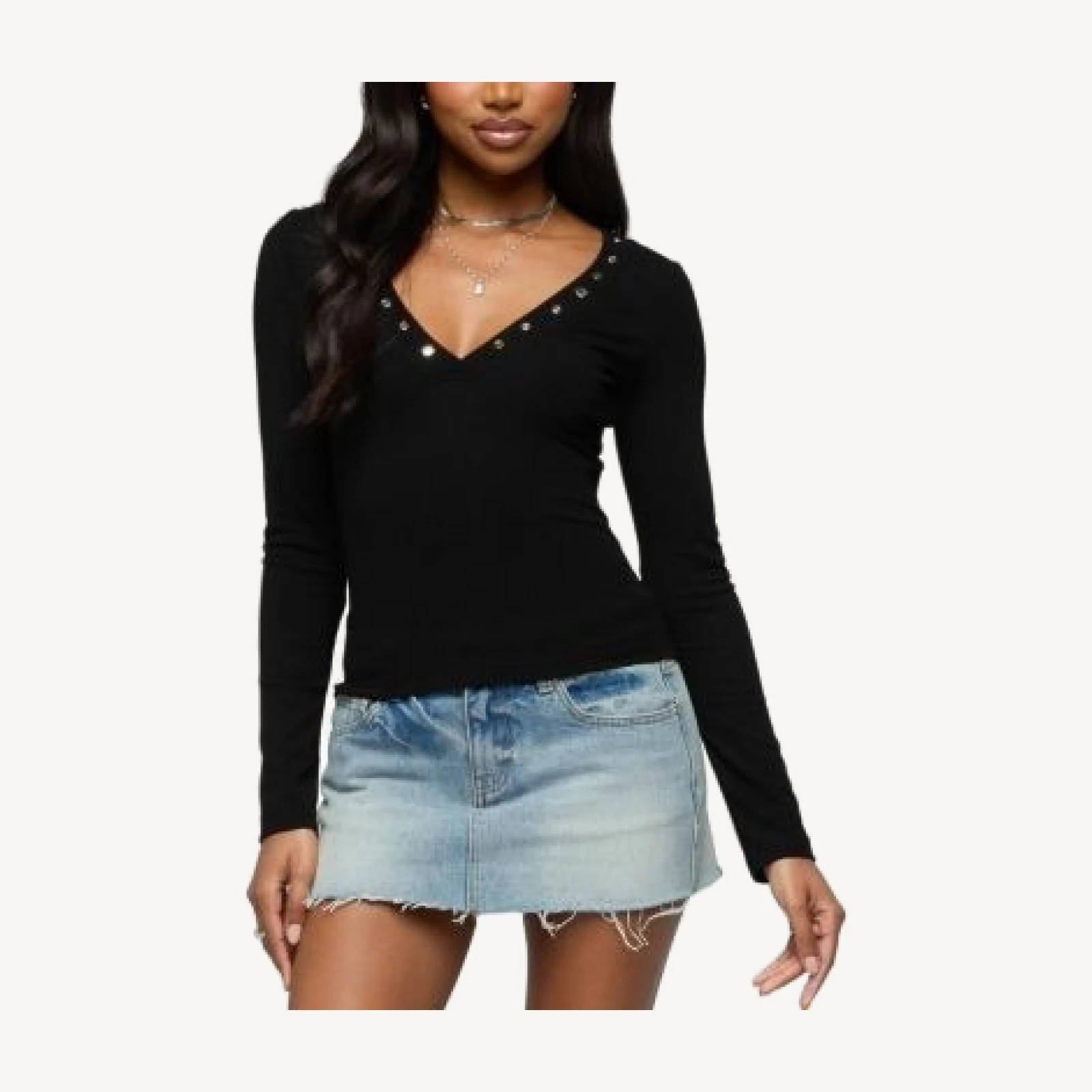 Edikted Rossie Stud & Button Top