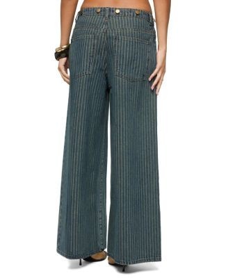 Edikted Button Pinstripe Low Rise Baggy Jeans, photo 2