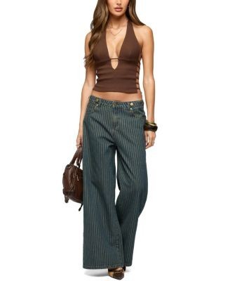 Edikted Button Pinstripe Low Rise Baggy Jeans, photo 3
