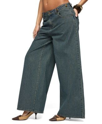 Edikted Button Pinstripe Low Rise Baggy Jeans, photo 5