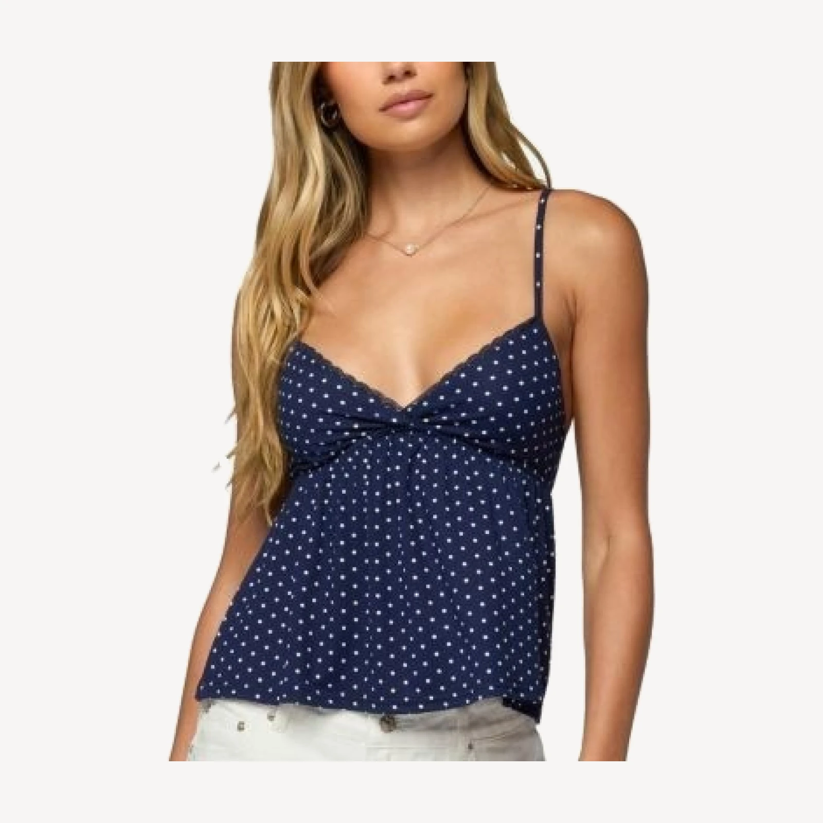 Edikted Belen Polka Dot Lacey Babydoll Top