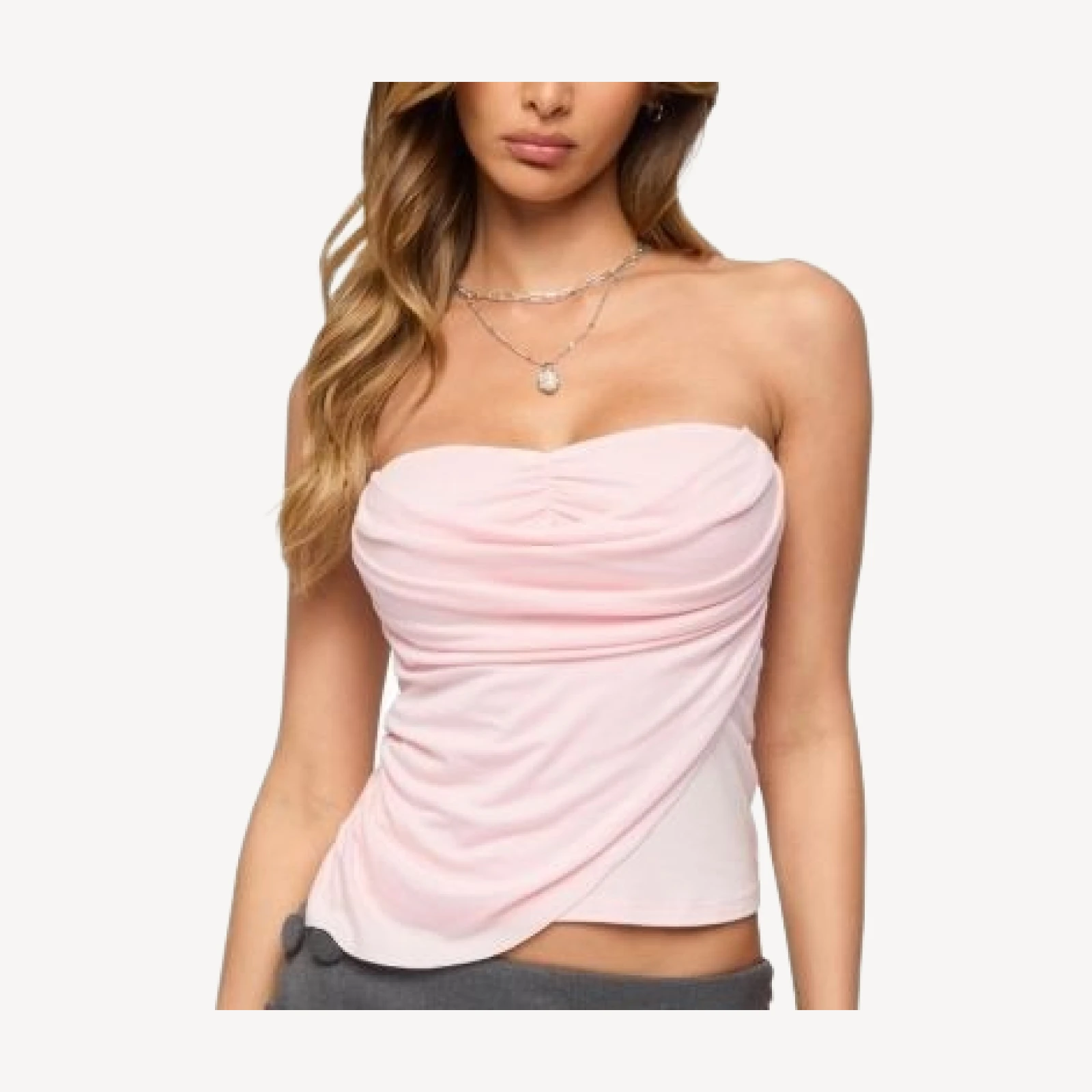 Edikted Darciee Draped Layered Look Strapless Top