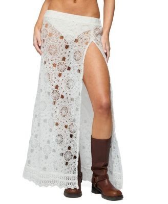 Edikted Milana Slit Sheer Lace Maxi Skirt