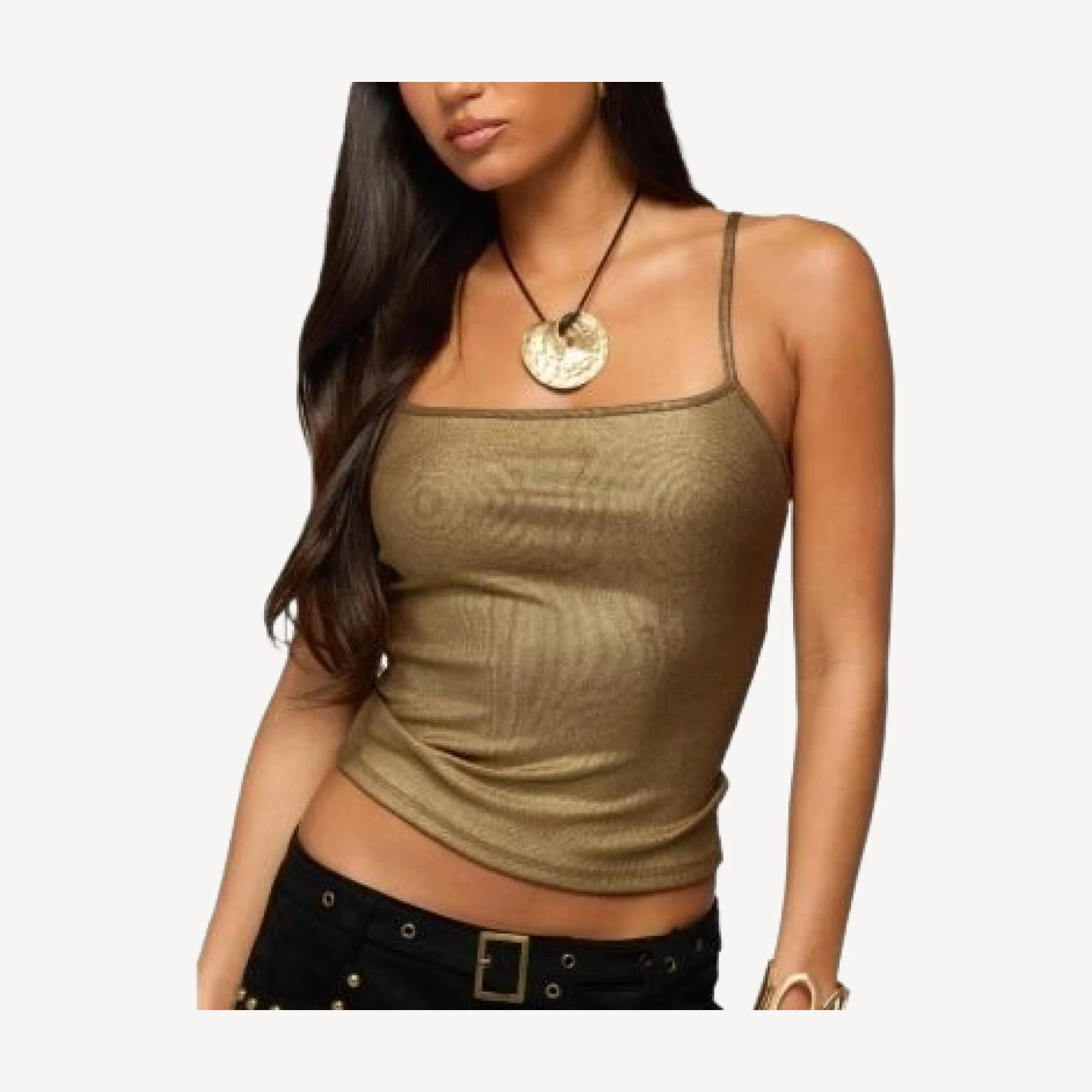 Edikted Anaia Metallic Ribbed Tank Top