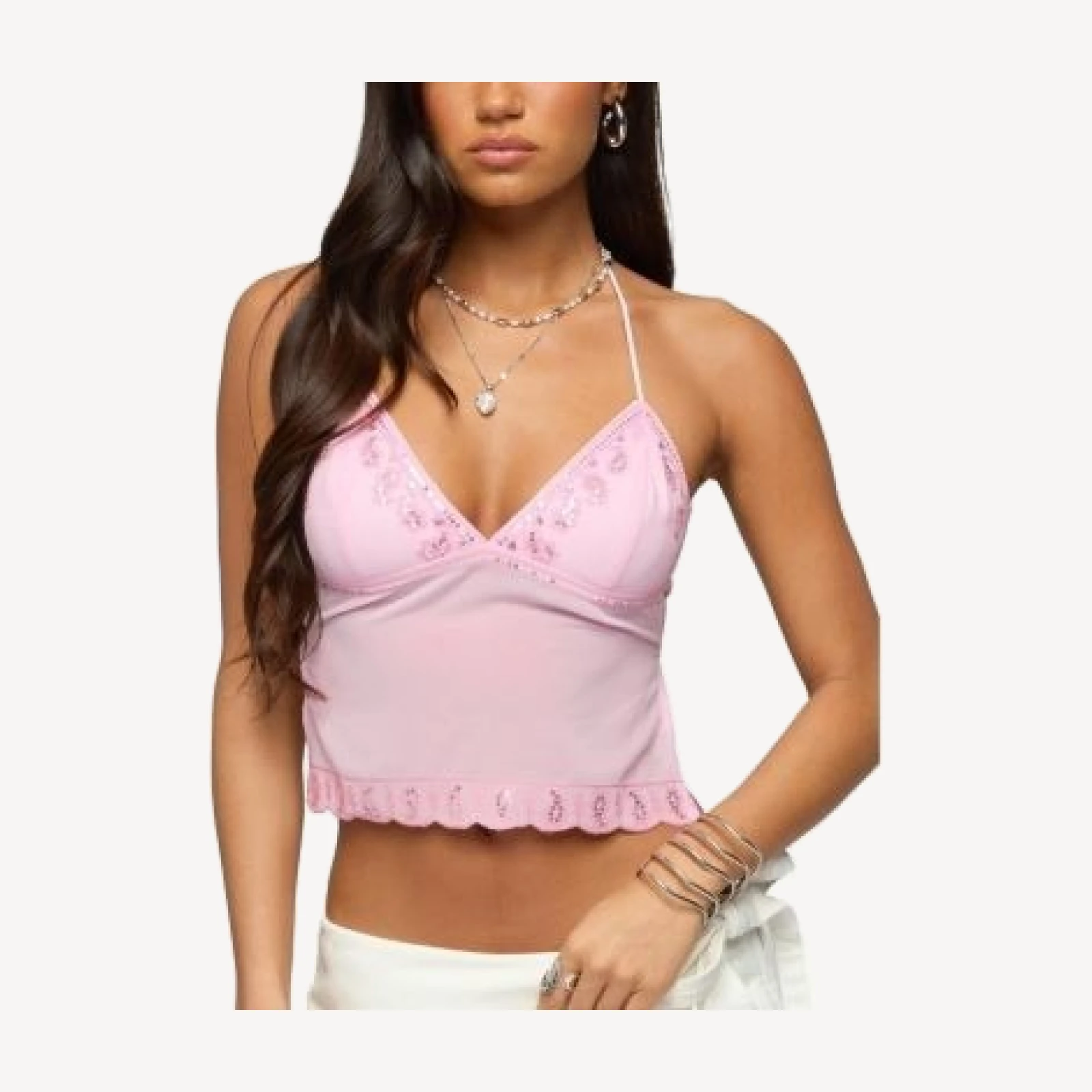 Edikted Allise Backless Sequin Halter Top