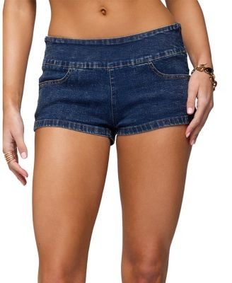 Edikted Zaida Stretchy Denim Micro Shorts
