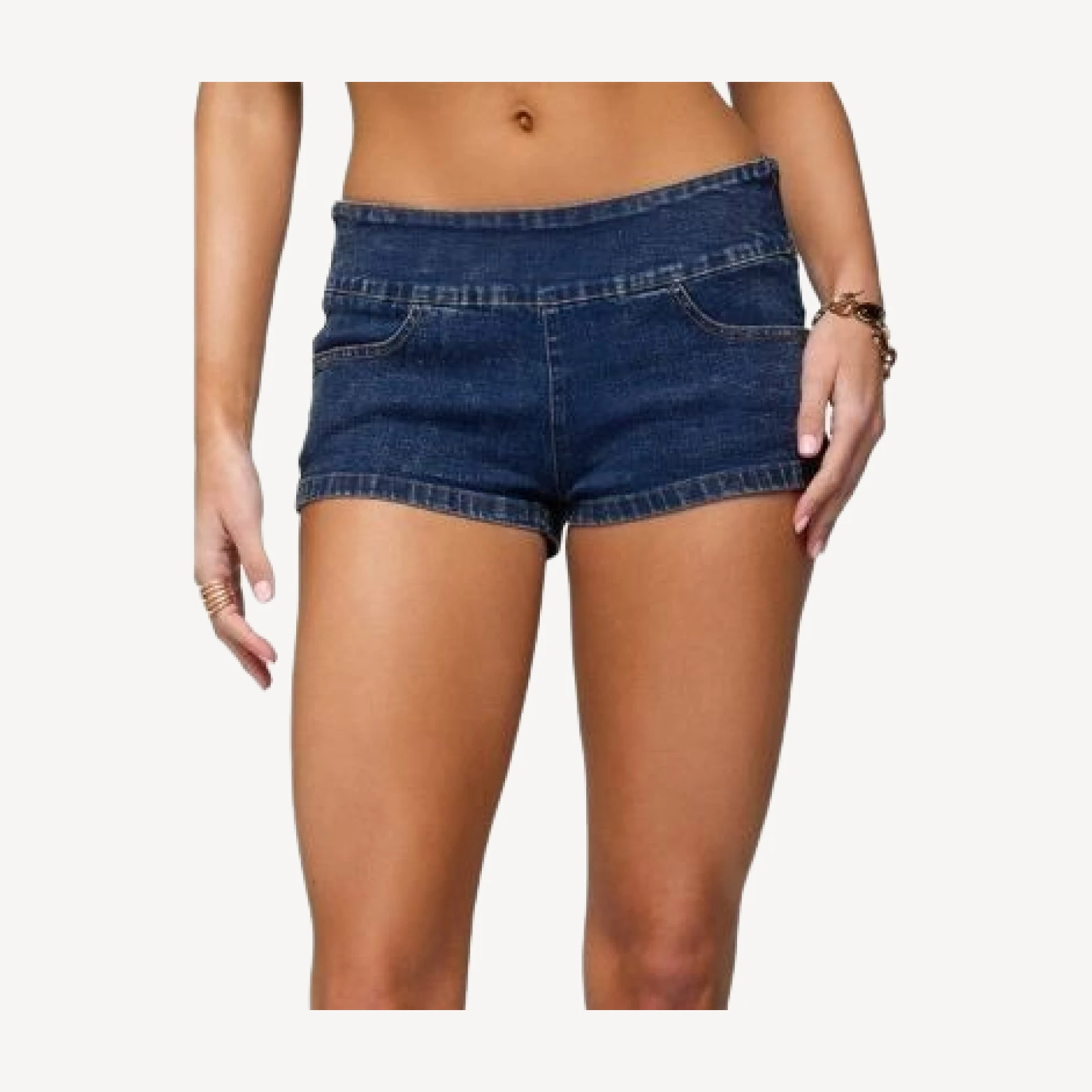Edikted Zaida Stretchy Denim Micro Shorts
