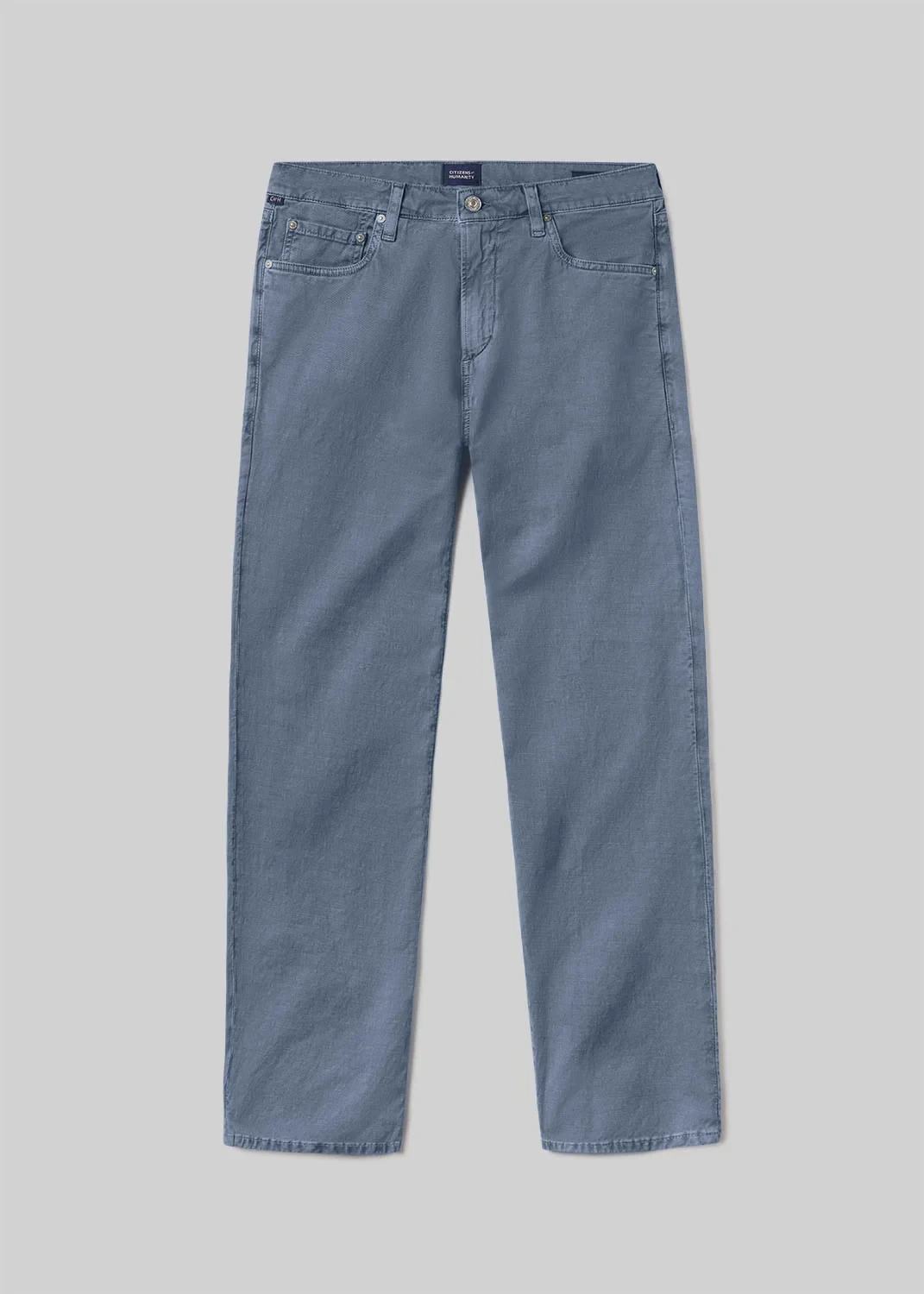 Elijah Straight Comfort Stretch Linen in Stone Blue