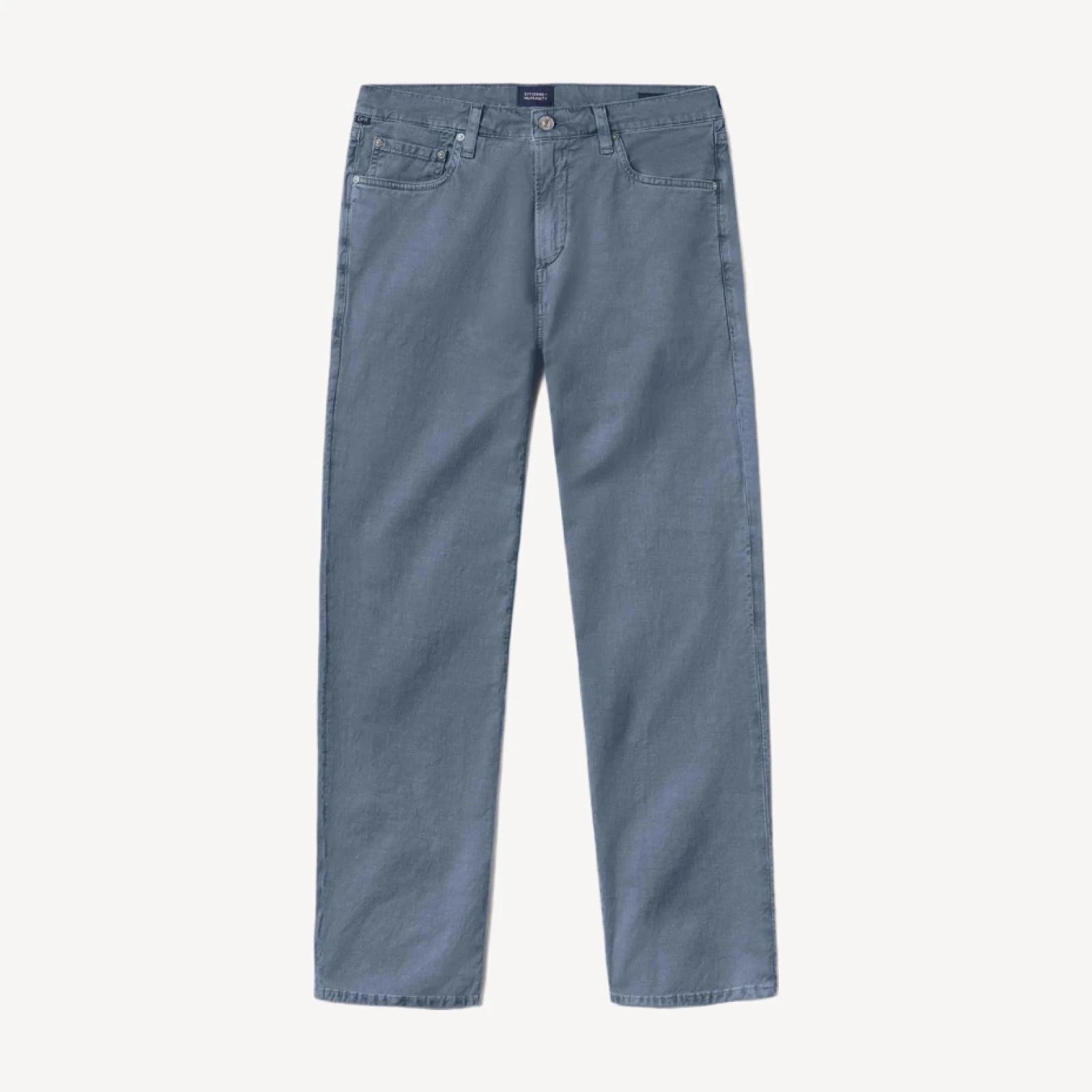 Elijah Straight Comfort Stretch Linen in Stone Blue