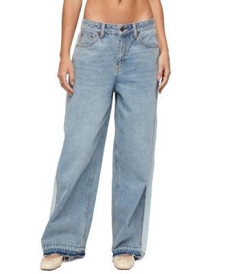 Edikted Cailin Contrast Panel Low Rise Baggy Jeans
