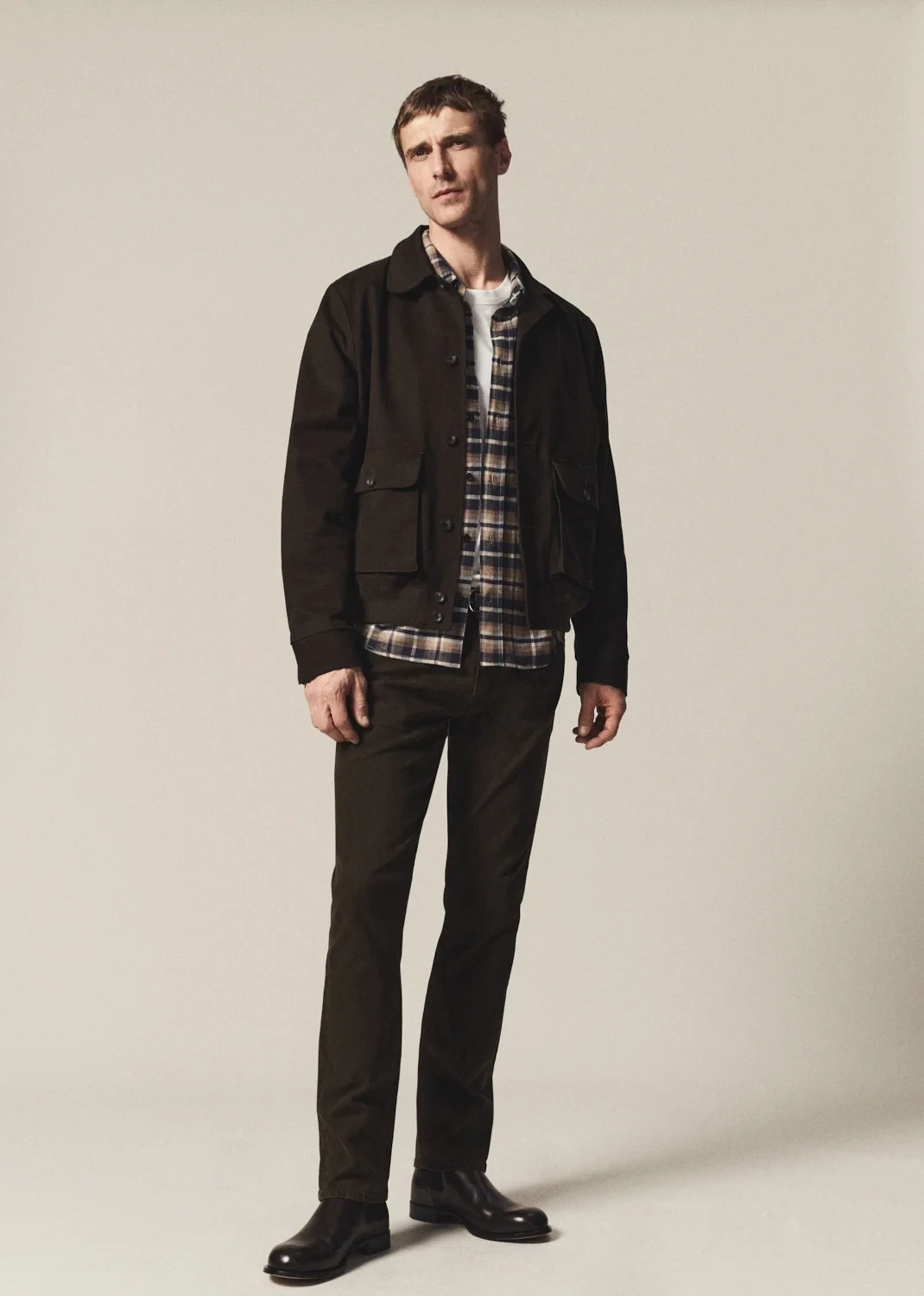 Elijah Straight Cashmere Touch Twill in Dark Olive