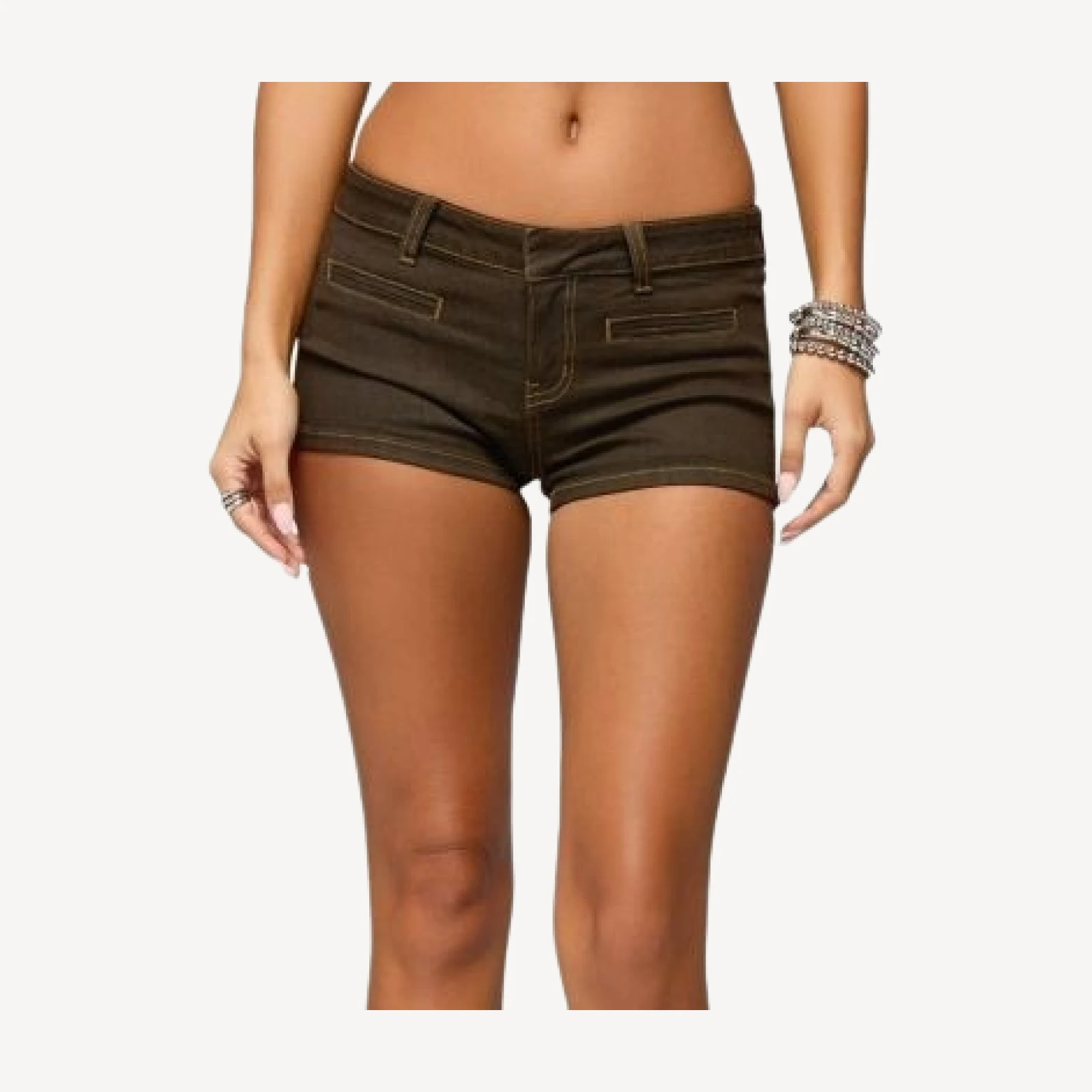 Edikted Alita Low Rise Denim Micro Shorts