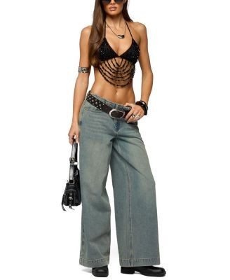 Edikted Beaded Cowl Neck Bra Top