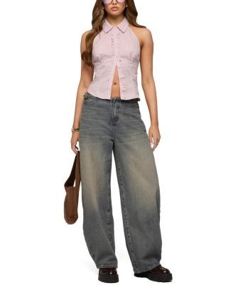 Edikted Side Belt Low Rise Barrel Jeans