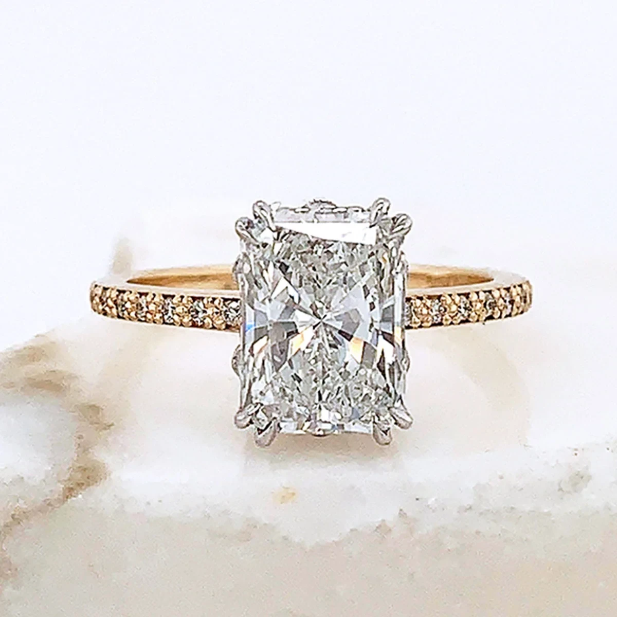 Hazeline Solitaire Ring - Yellow Gold, White Gold, & White Diamond