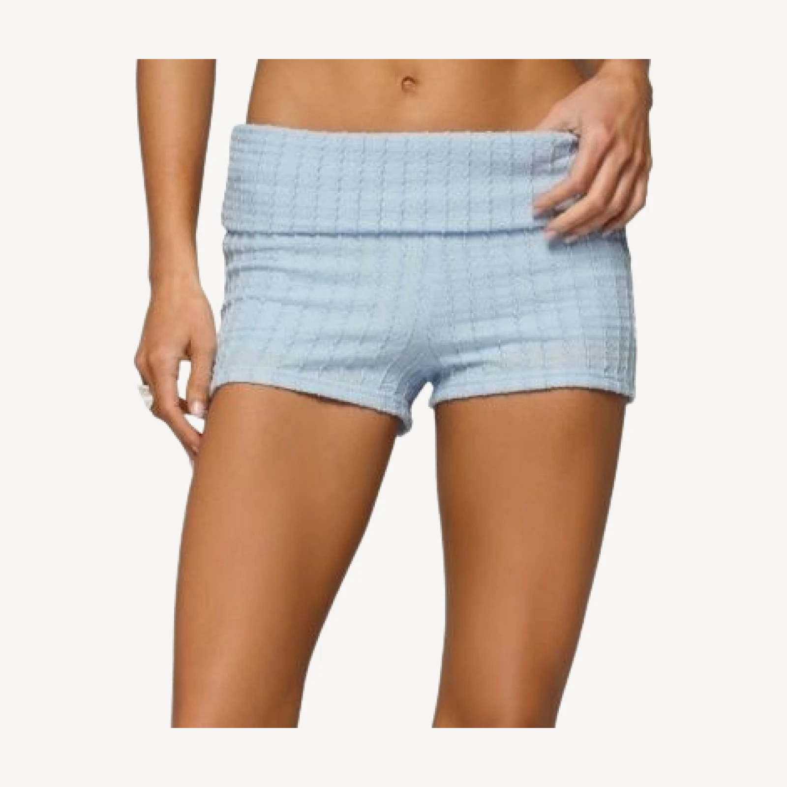 Edikted Iyara Textured Knit Foldover Micro Shorts