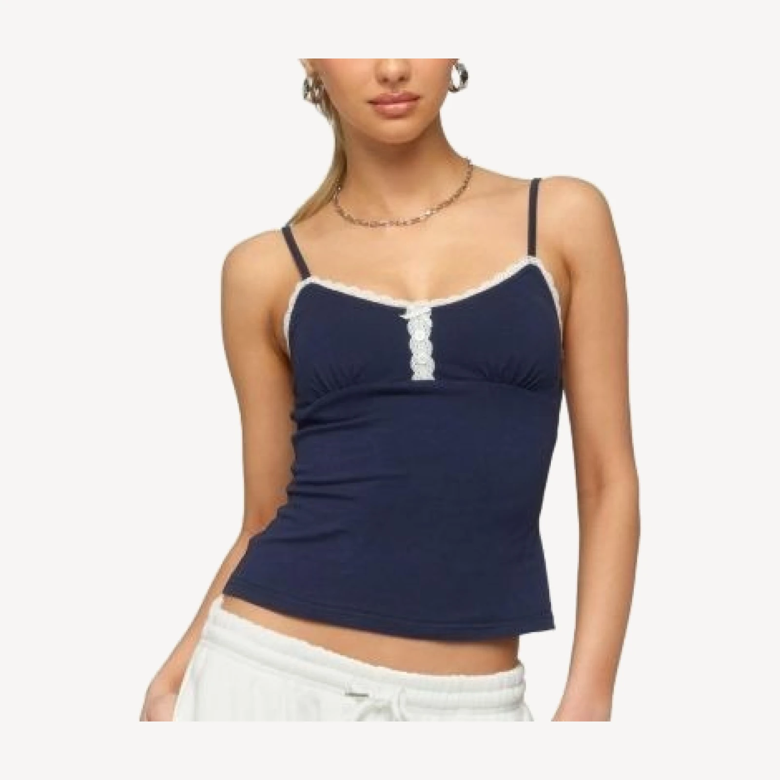 Edikted Olezka Contrast Lacey Tank Top