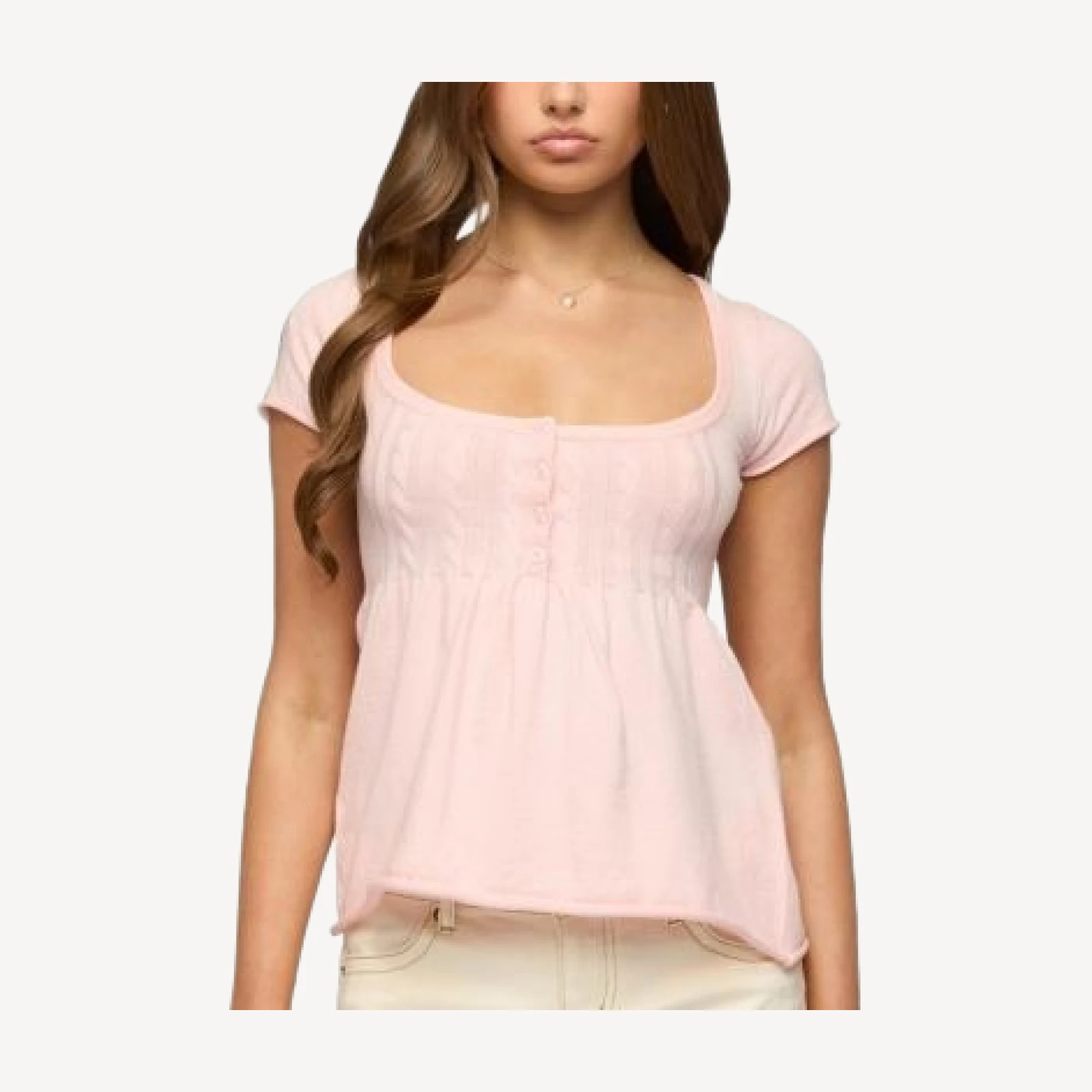 Edikted Ulyana Cable Knit Babydoll Top