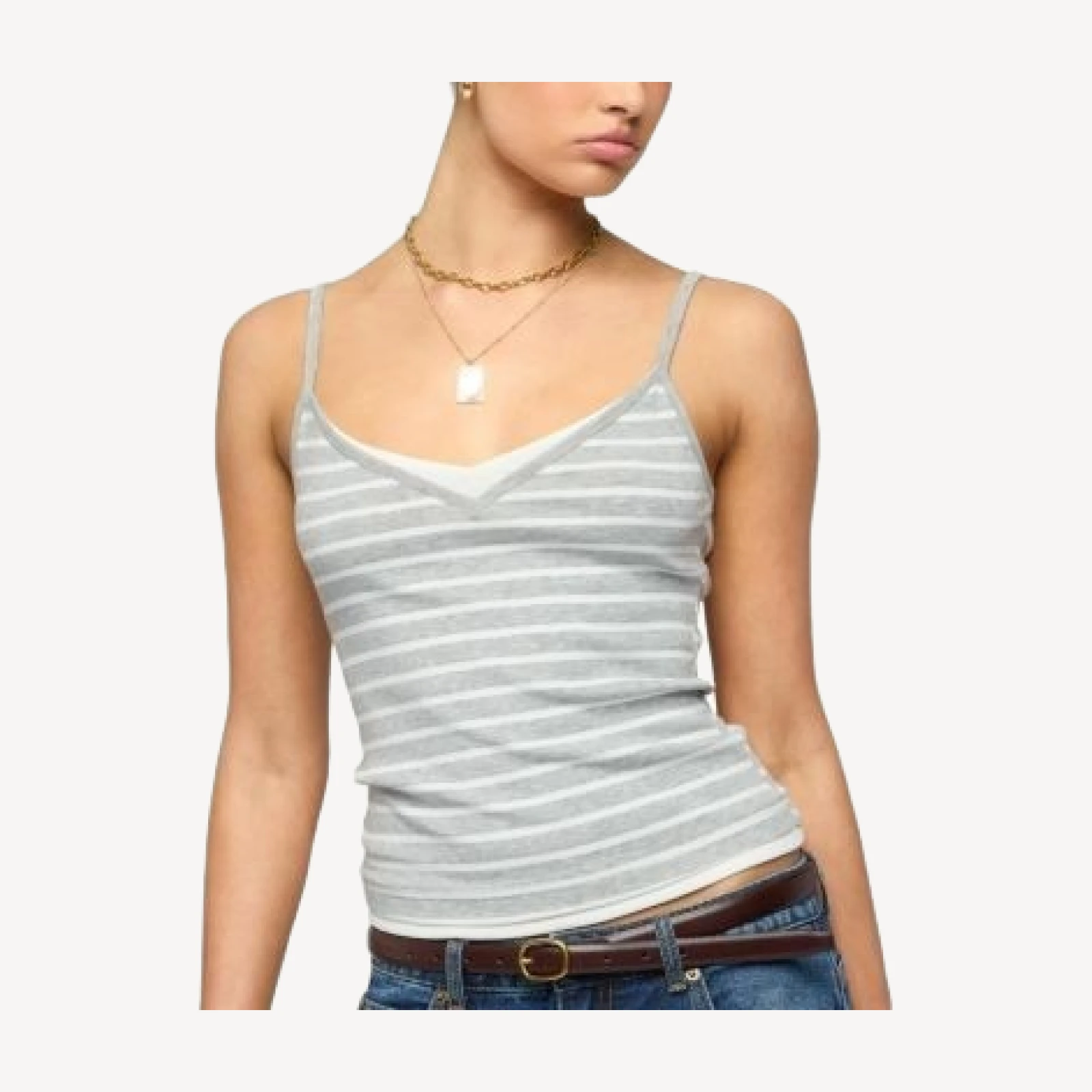 Edikted Layered Contrast Striped Tank Top