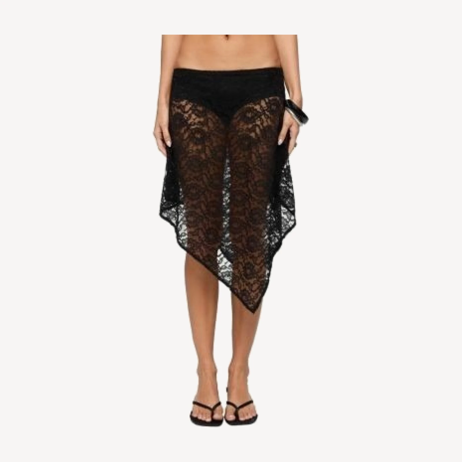 Edikted Sheer Lace Handkerchief Midi Skort