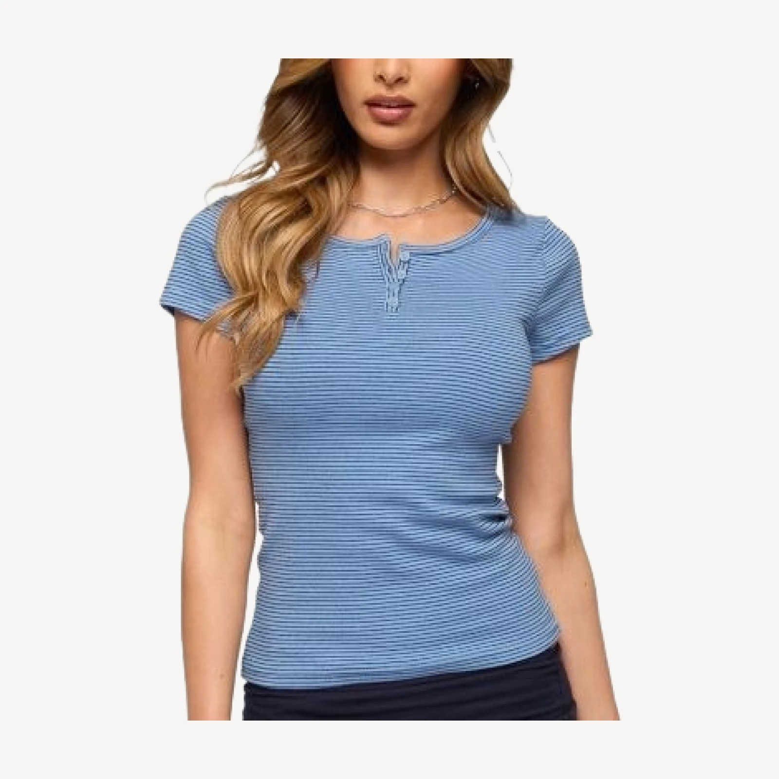 Edikted Panyah Striped Henley T Shirt