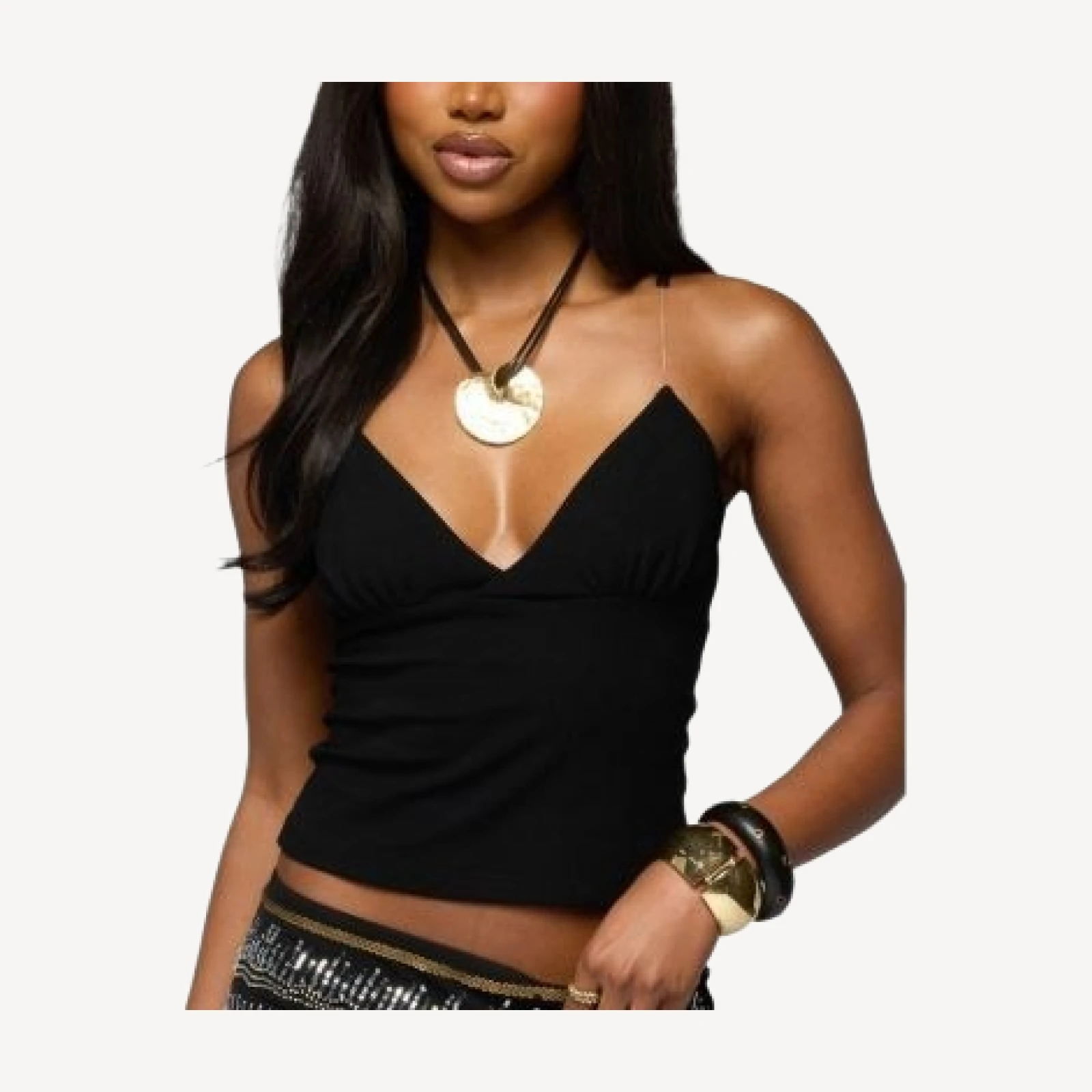 Edikted Zasha Clear Straps V Neck Top