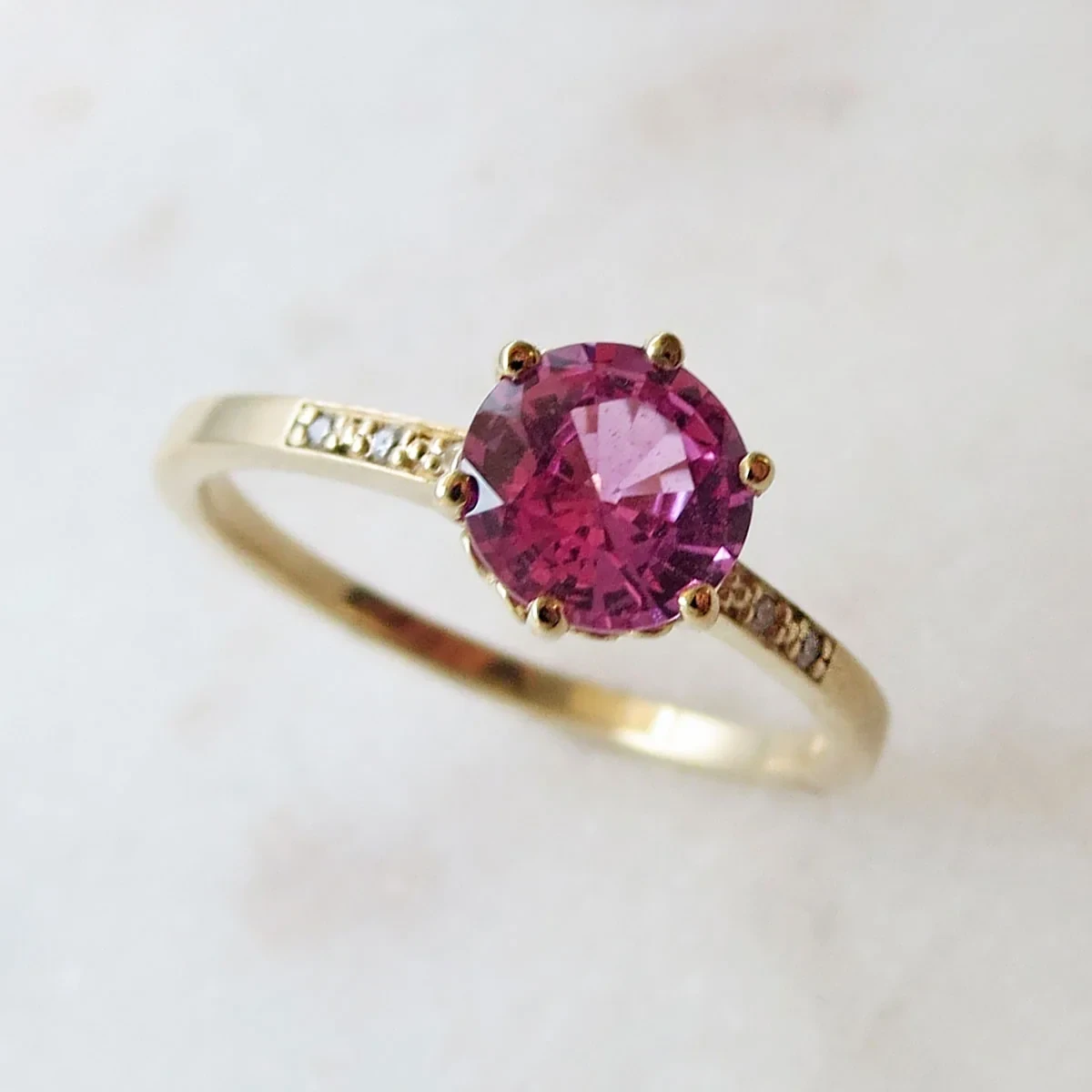 Hazeline Solitaire Ring - Yellow Gold & Ruby