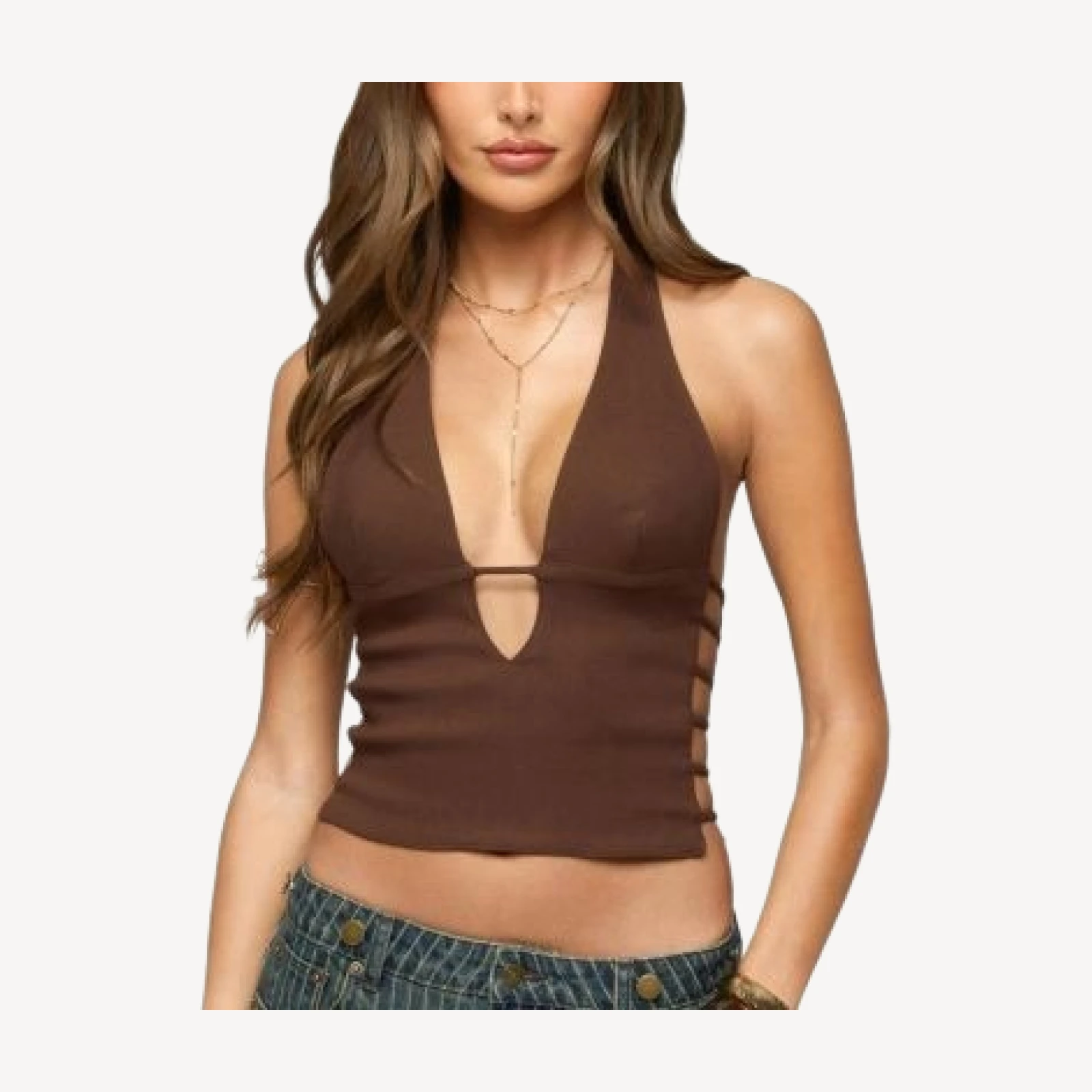 Edikted Aneera Cutout Plunging Halter Top
