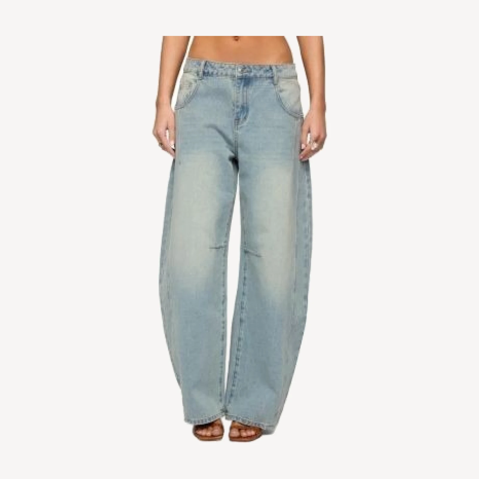 Edikted Ilara Low Rise Light Rinse Wash Barel Jeans