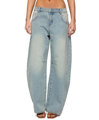 Edikted Ilara Low Rise Light Rinse Wash Barel Jeans