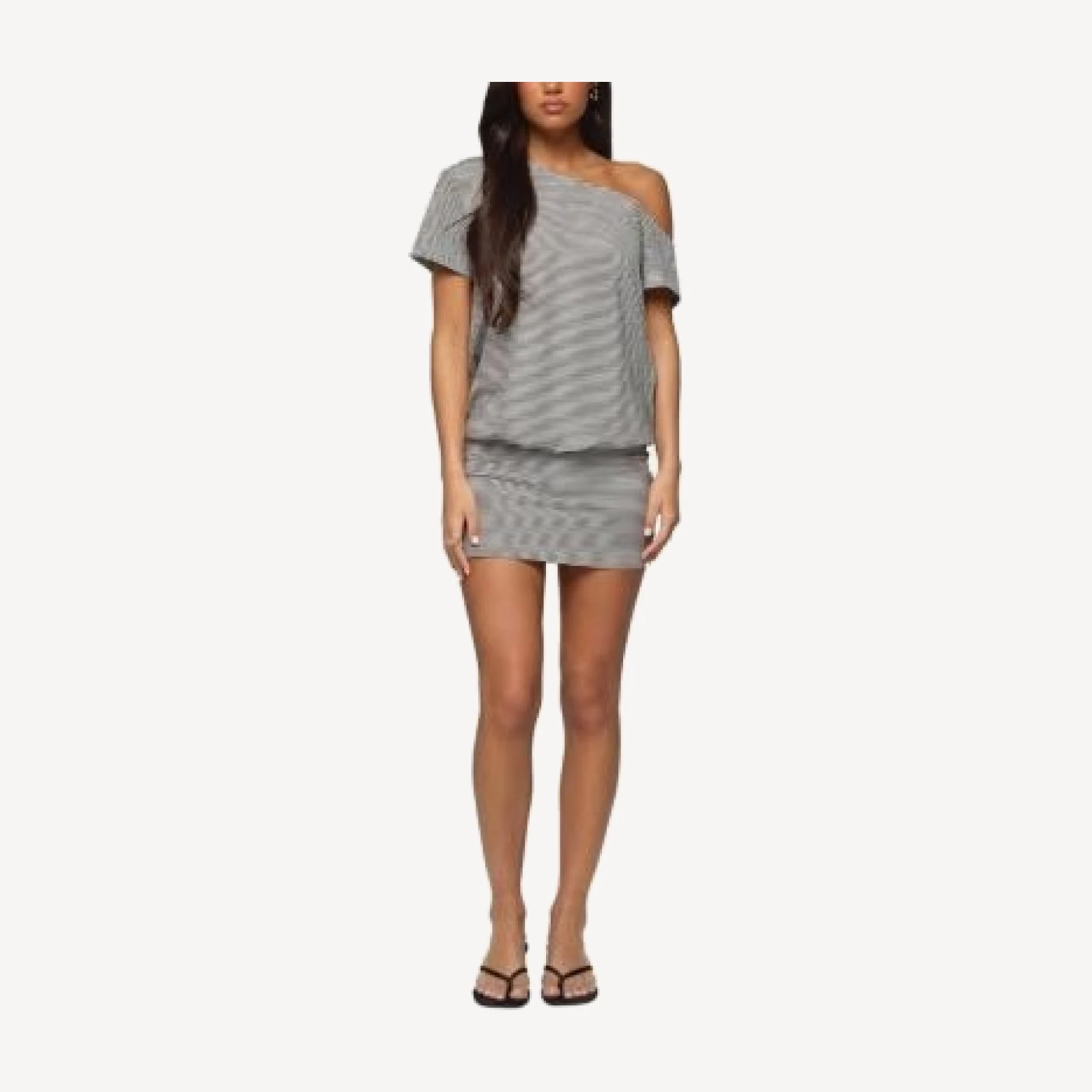 Edikted Striped Off Shoulder Cutout Mini Dress