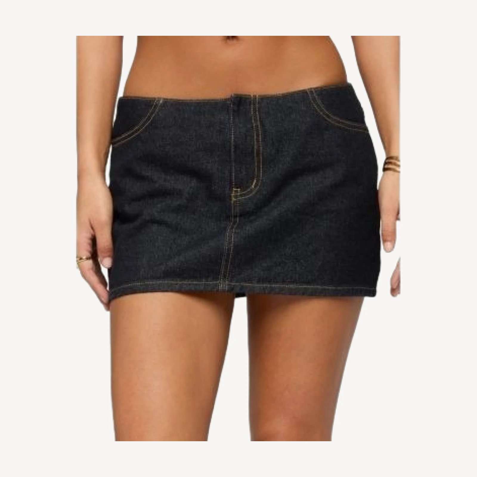 Edikted Leire No Waistband Denim Mini Skort
