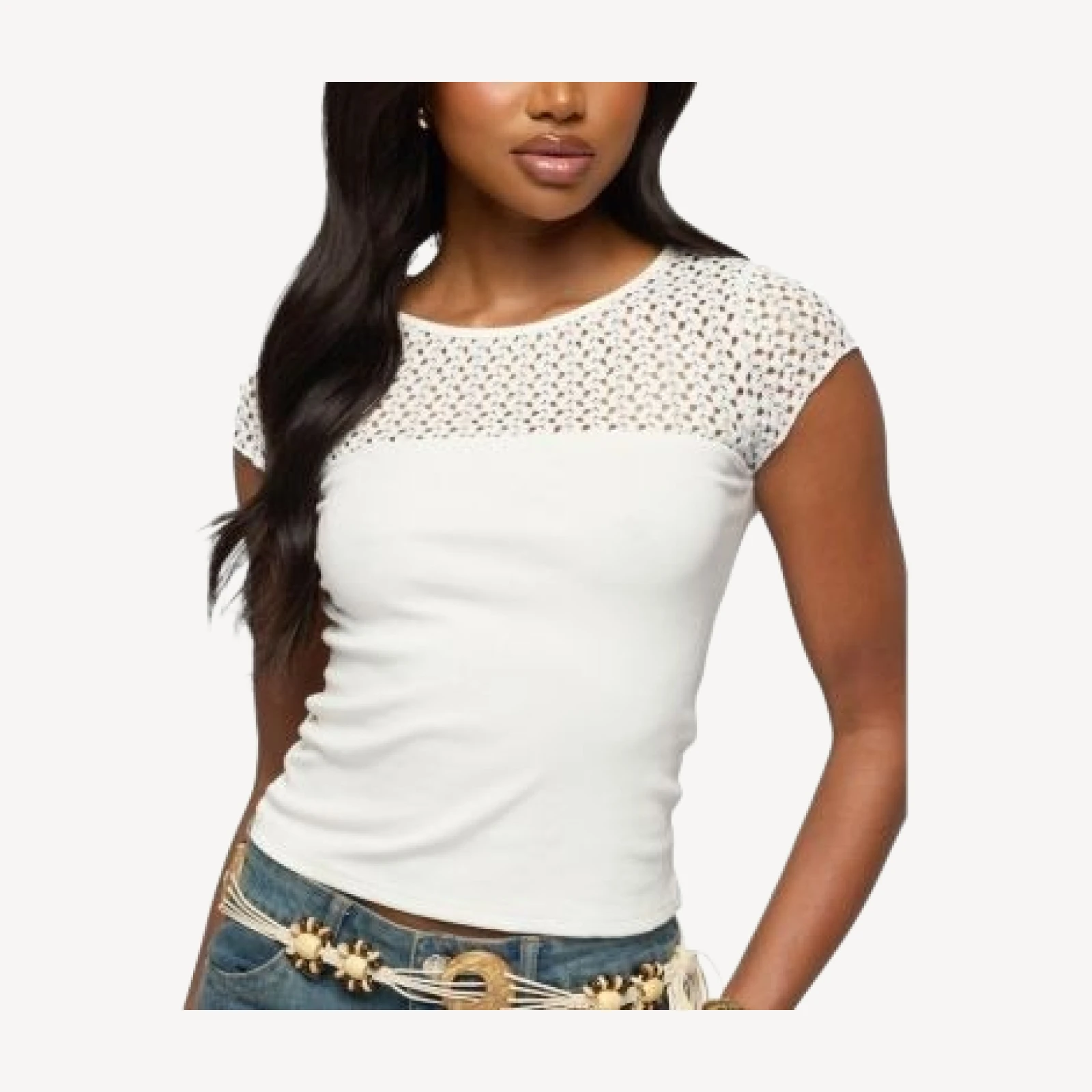 Edikted Camile Lacey Ribbed Top