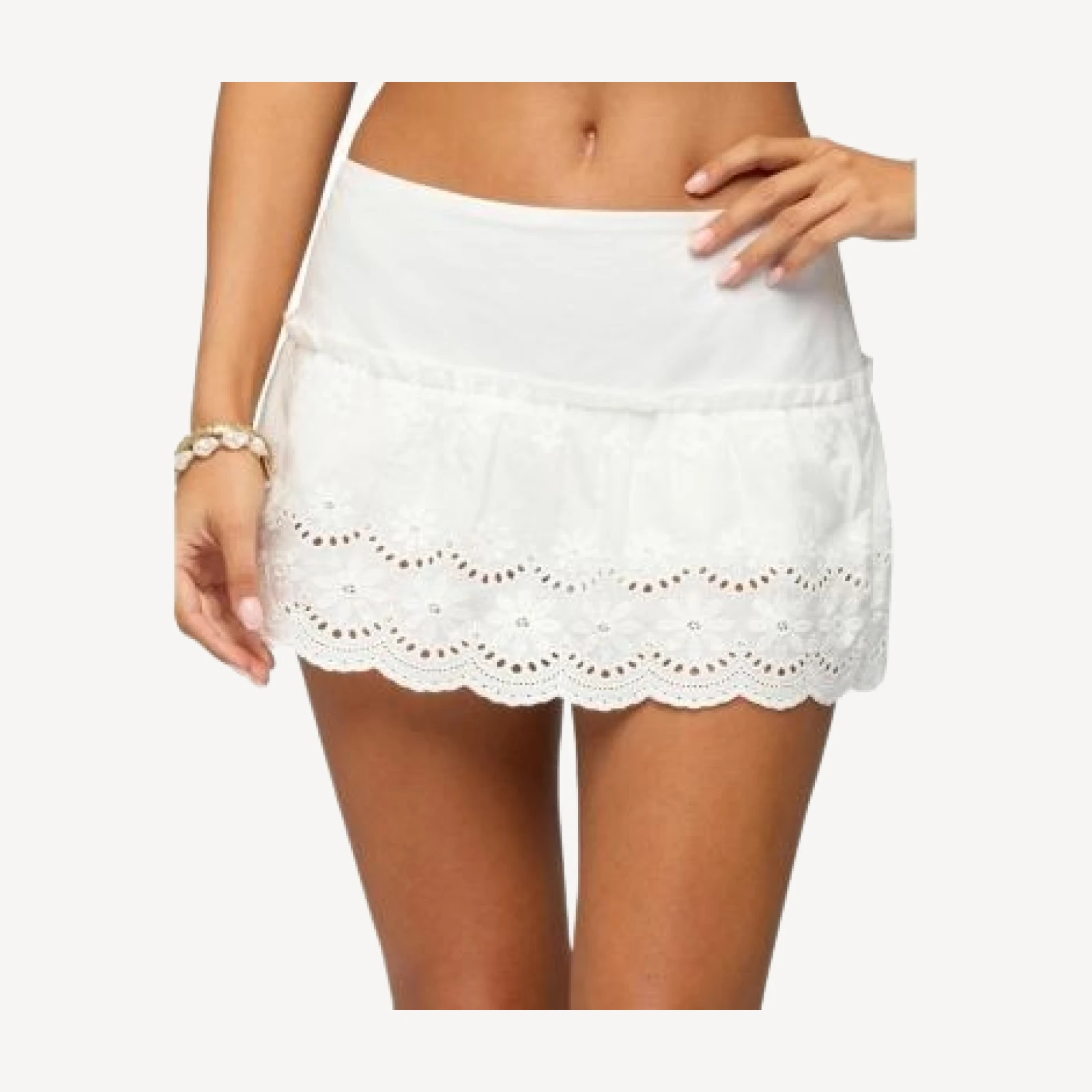 Edikted Iriana Peplum Eyelet Mini Skort