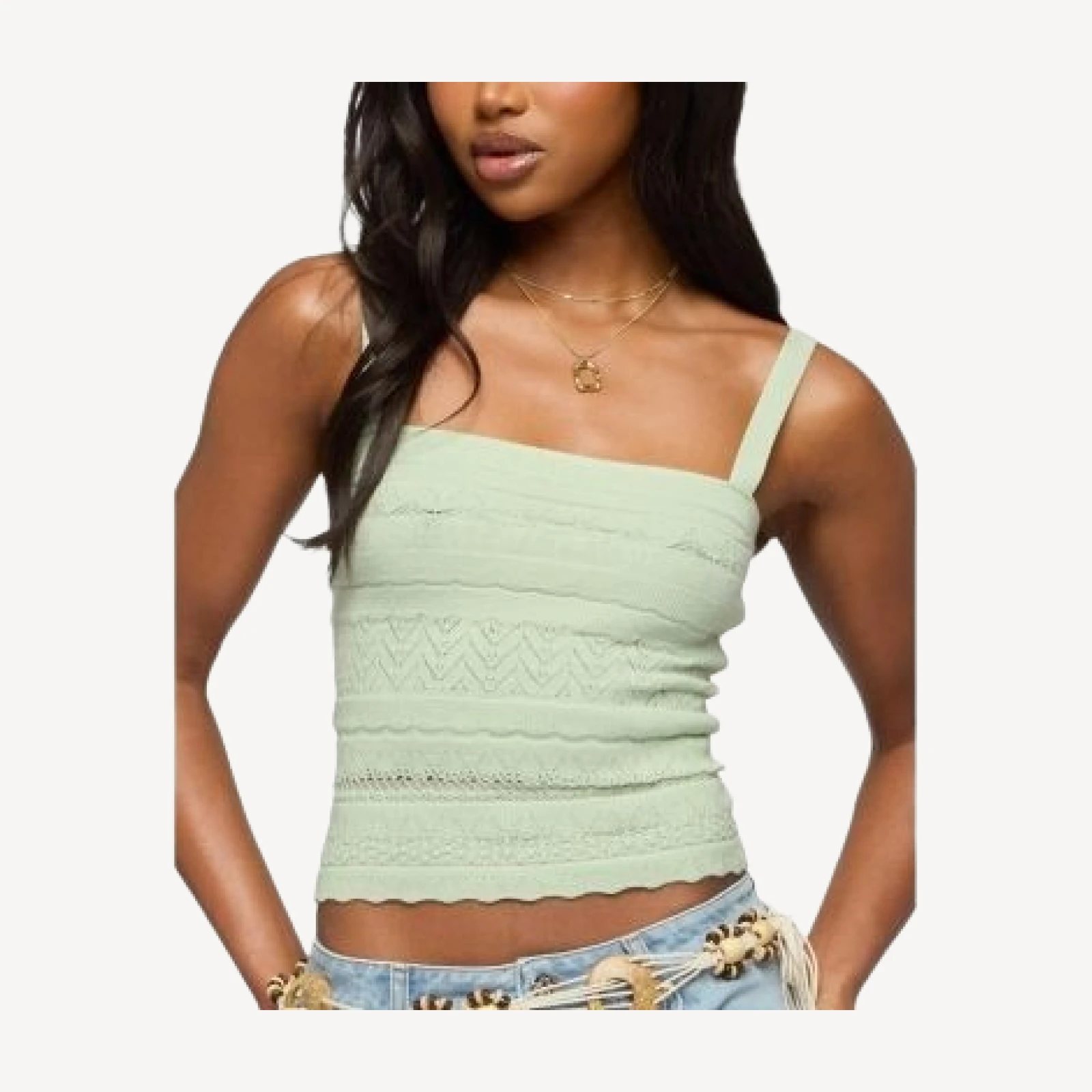 Edikted Naia Pointelle Knit Tank Top