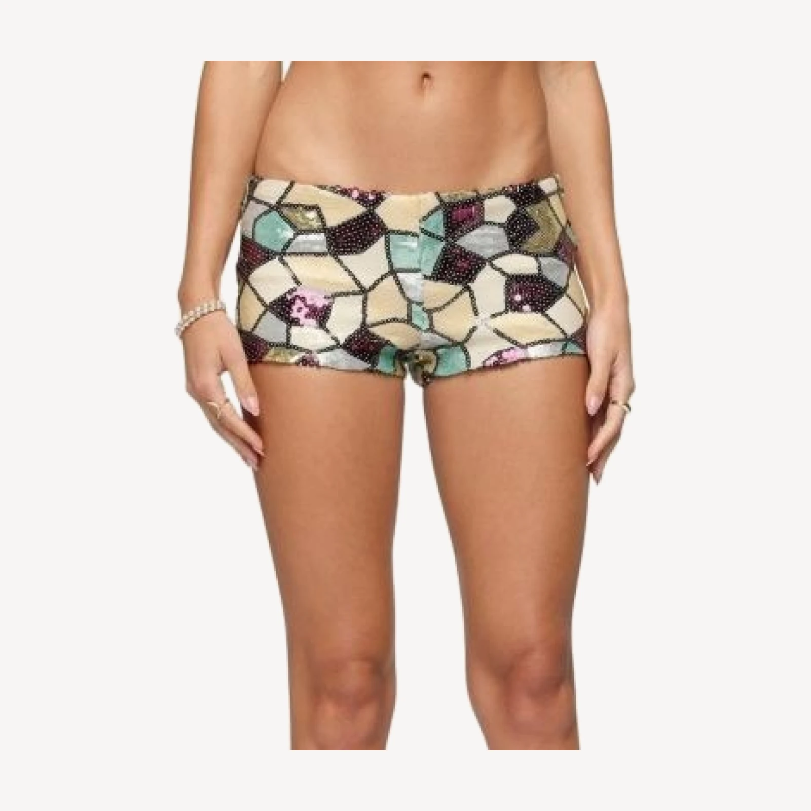 Edikted Tatianna Mixed Sequin Micro Shorts