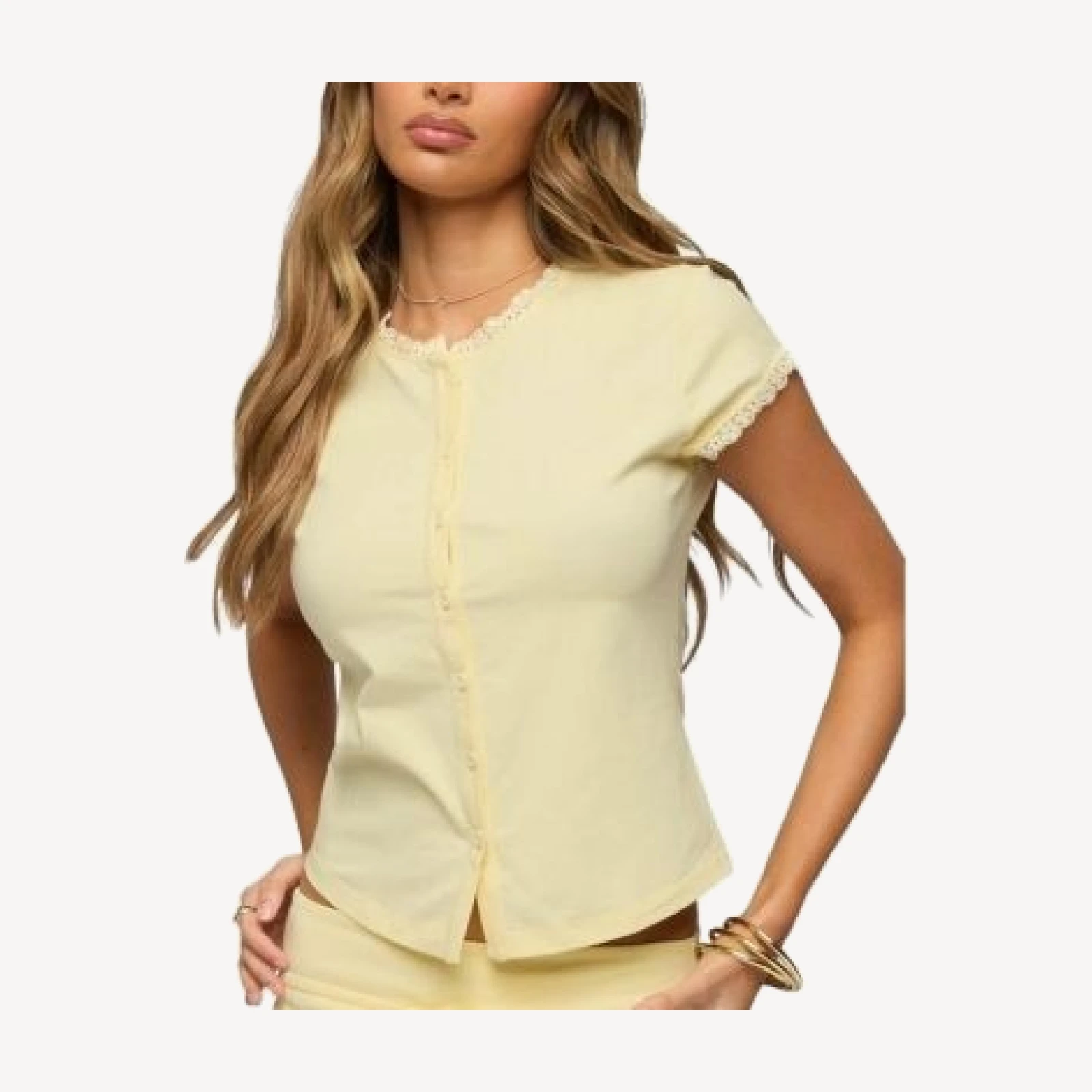 Edikted Yelena Lacey Button Up Top