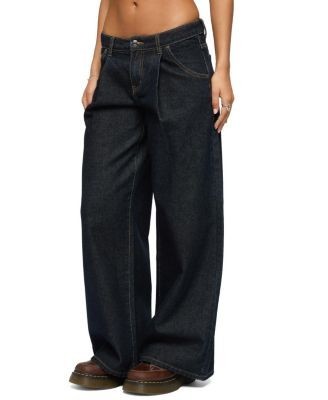 Edikted Pleated Low Rise Wide Leg Jeans