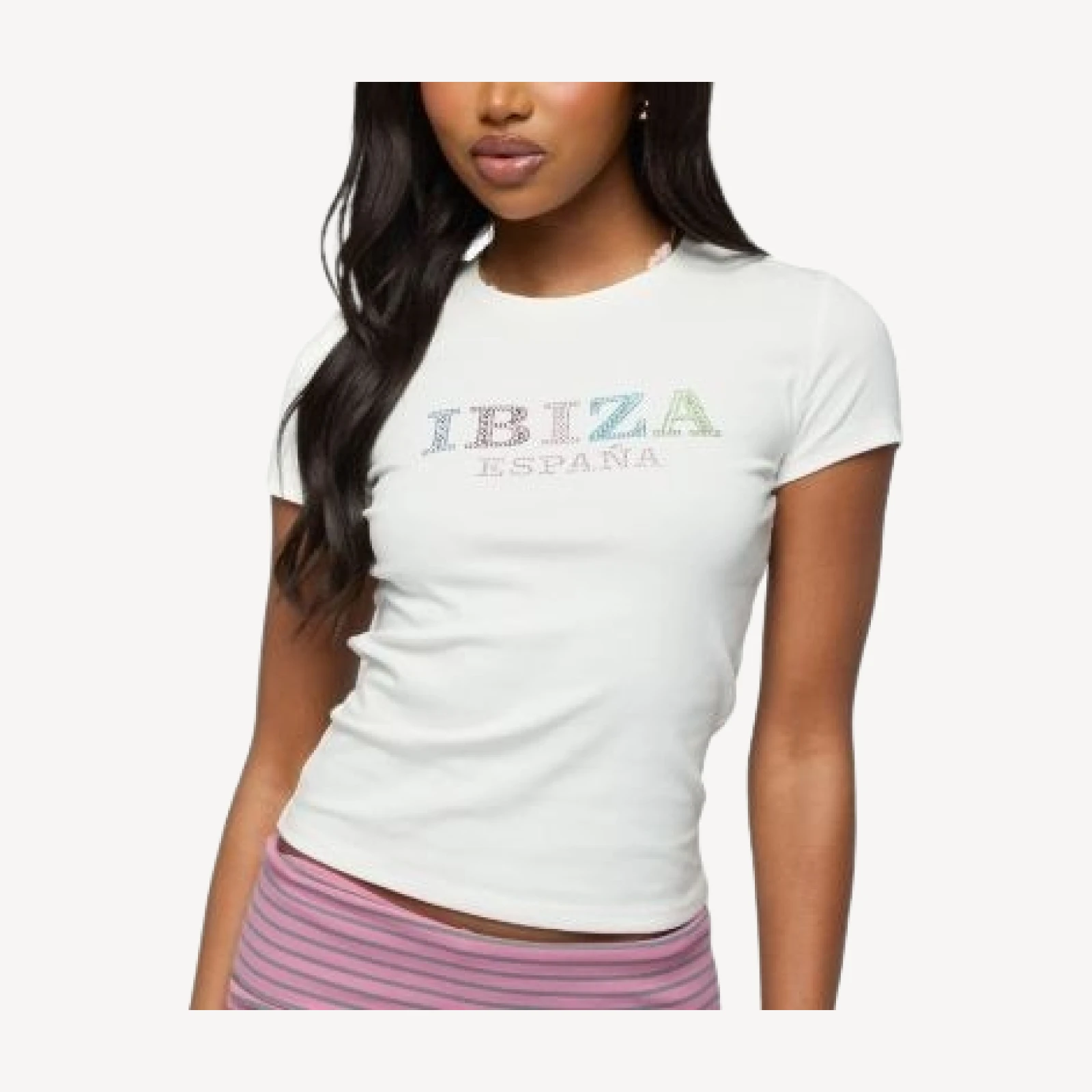 Edikted Ibiza Rhinestone T Shirt
