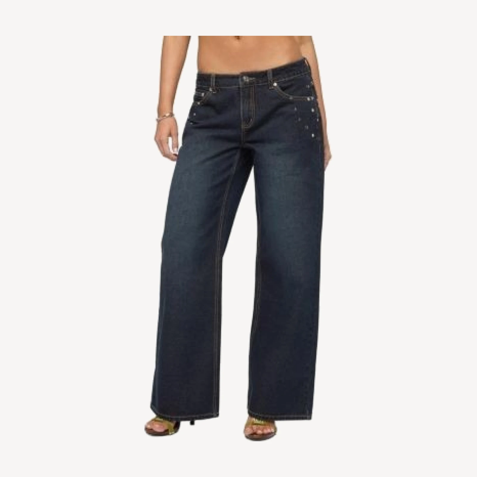 Edikted Spiral Studded Low Rise Baggy Jeans
