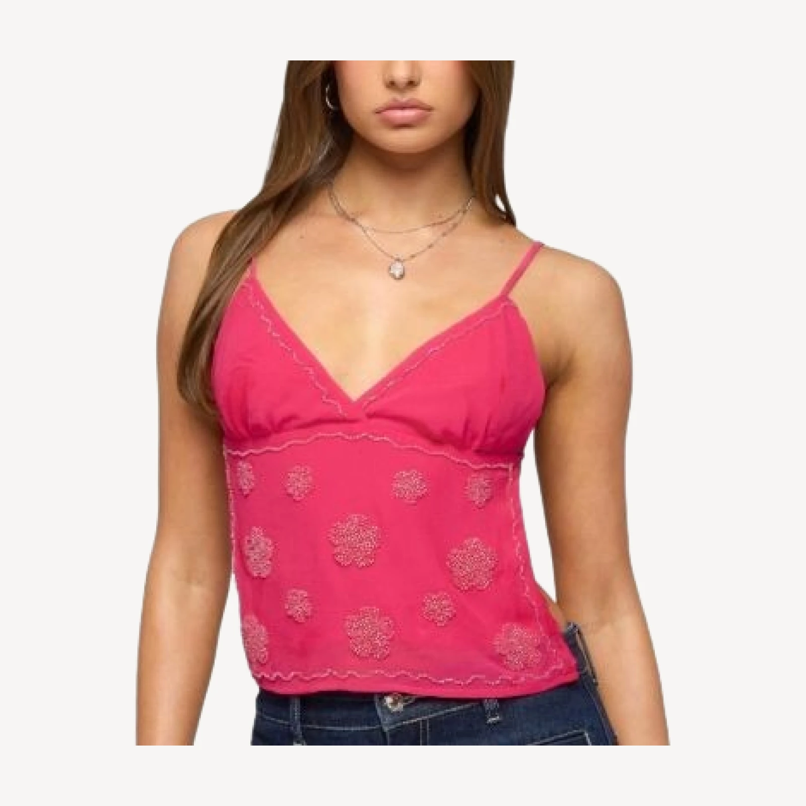 Edikted Kazi Backless Floral Bead Top