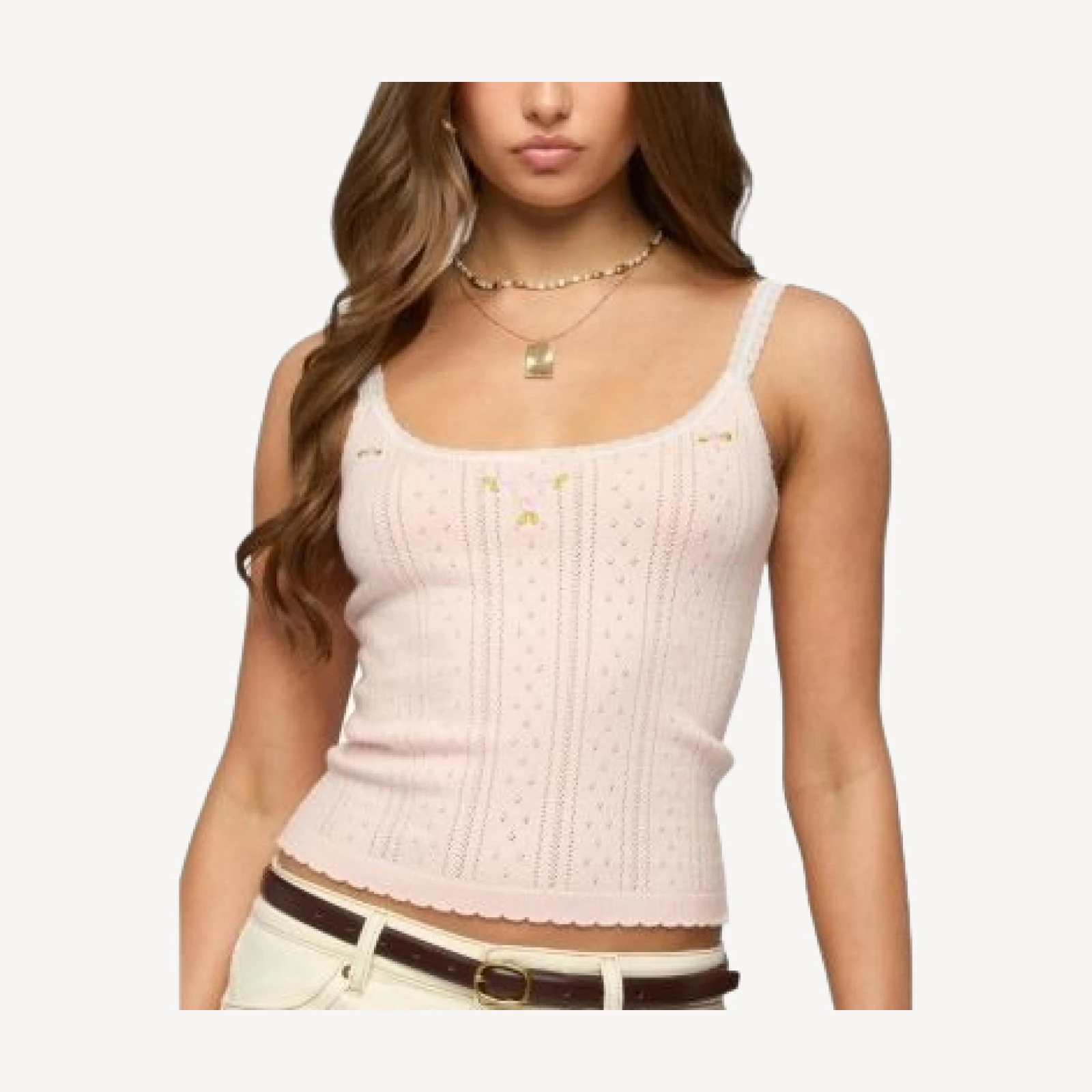 Edikted Rosaliee Pointelle Knit Tank Top