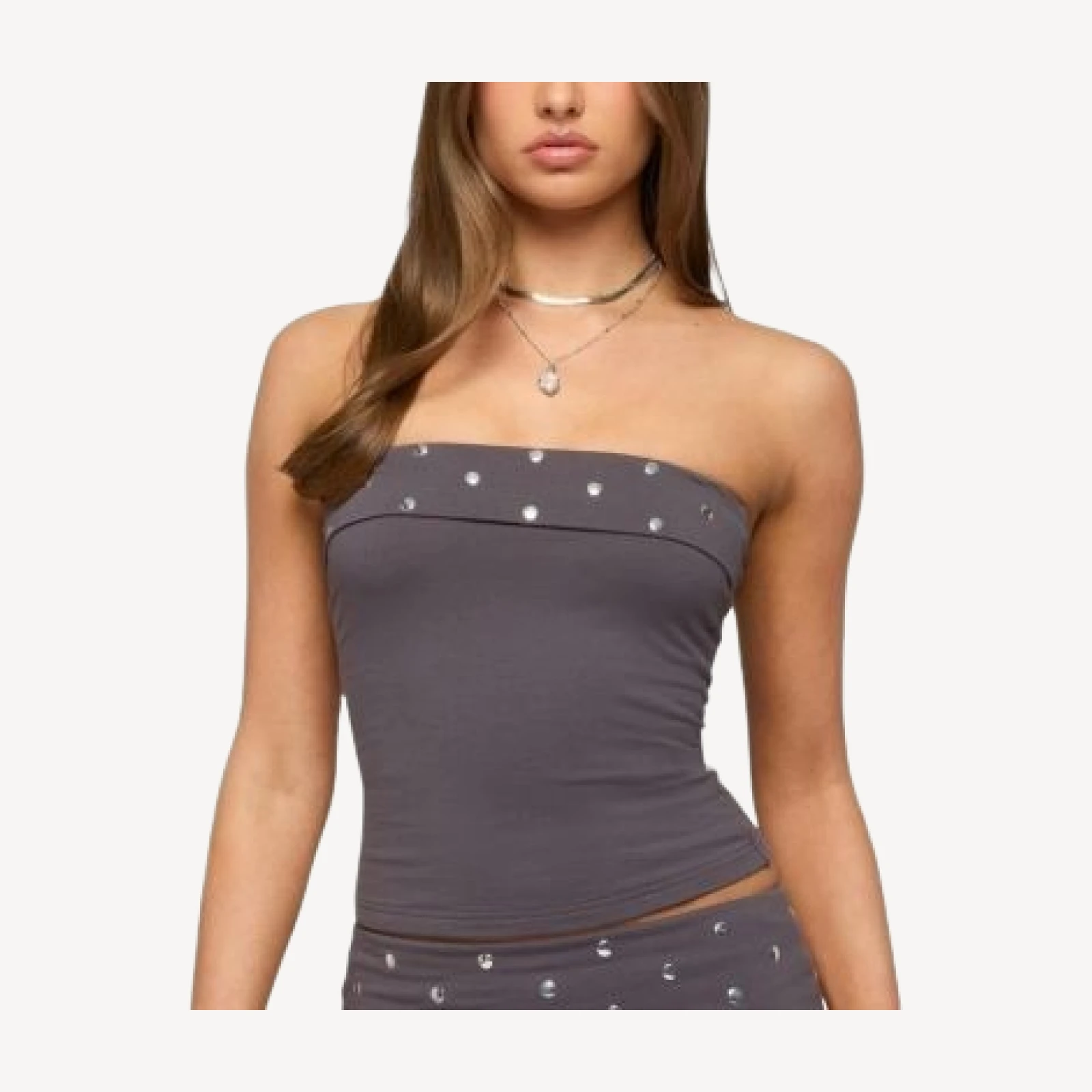 Edikted Breanna Studded Foldover Tube Top