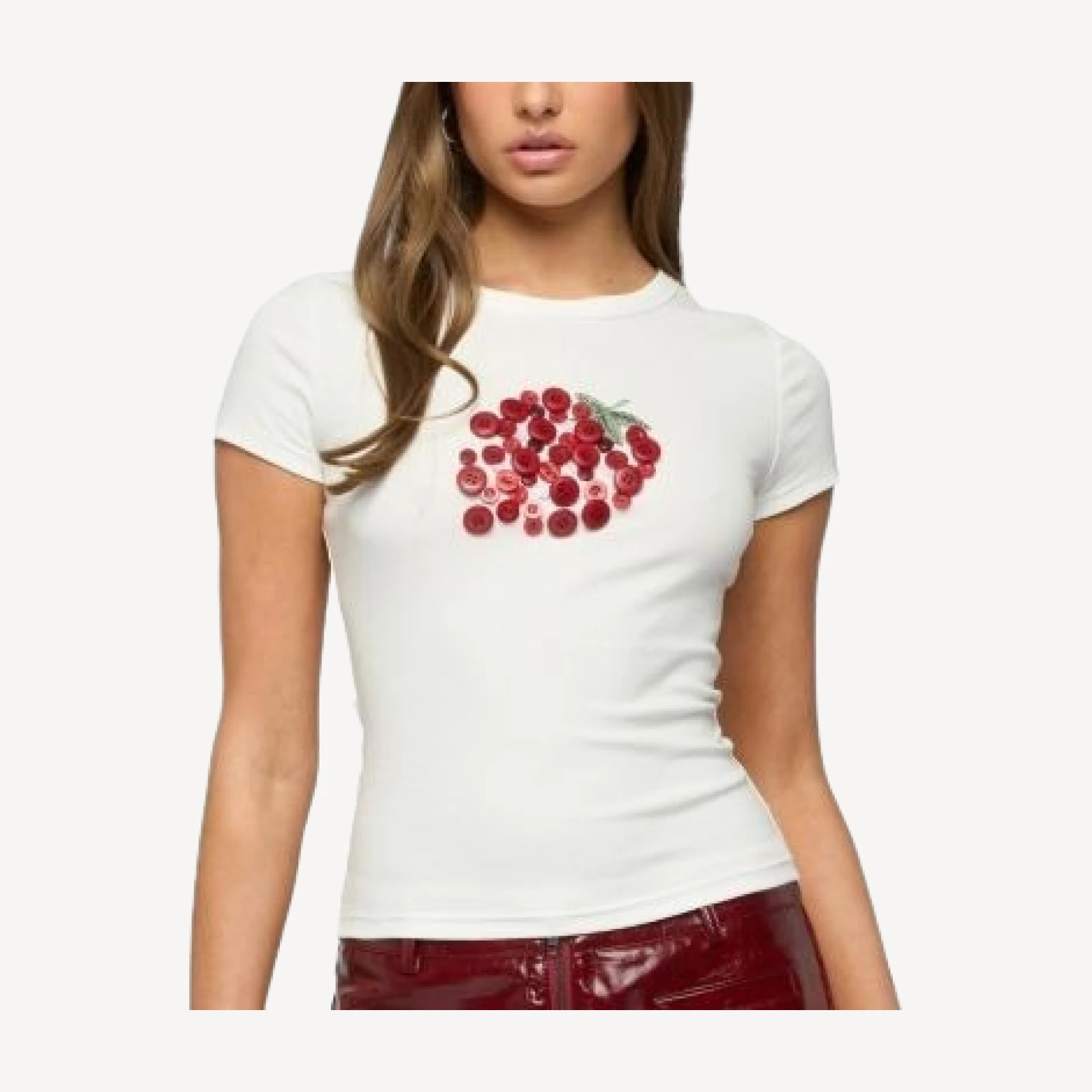 Edikted My Sweet Strawberry Button T Shirt