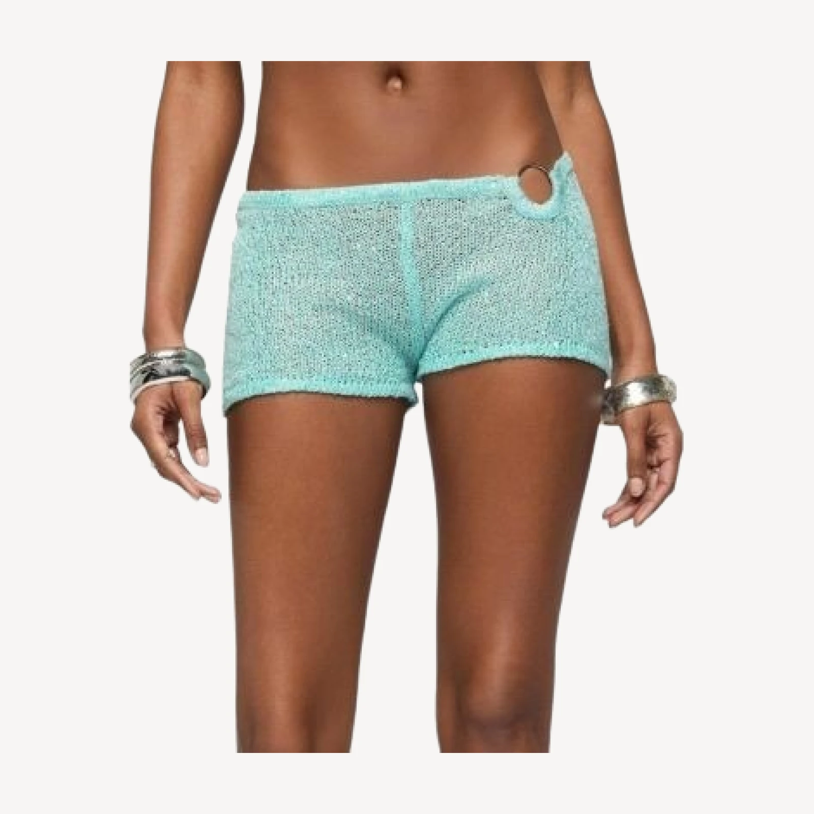 Edikted Sarina Sequin Knit Micro Shorts