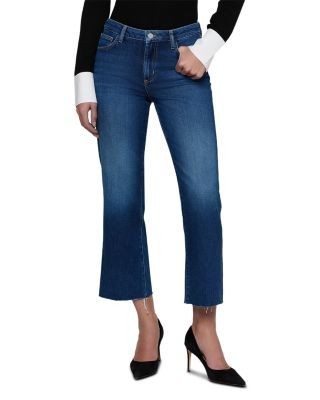 L'Agence Wanda Cotton Blend High Rise Crop Wide Leg Jeans in Idaho