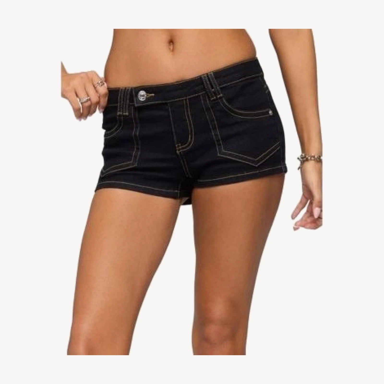 Edikted Quinne Contrast Stitch Denim Shorts