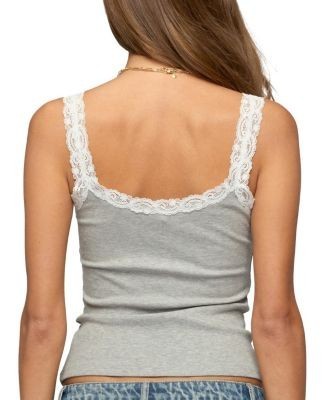 Edikted Aileen Contrast Lacey Henley Tank Top