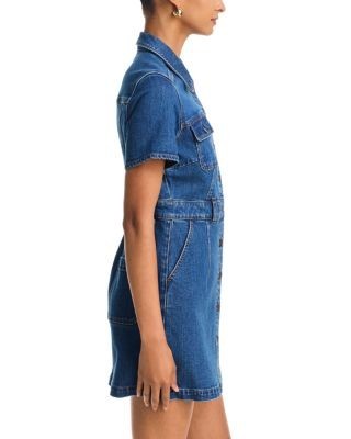 Paige Jenny Denim Button Front Mini Dress in Delancey